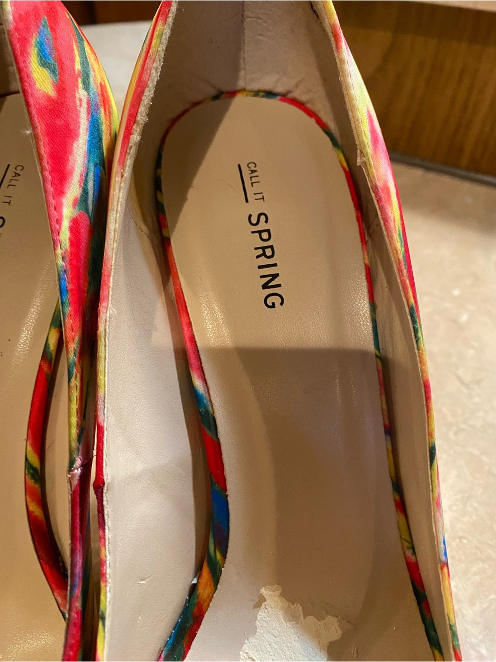 Call It Spring Red Multicolor Open-Toe Pumps - Picture 5 of 7